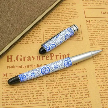 

Blue and white flowers Classical design With Silver Trim Rollerball Pen