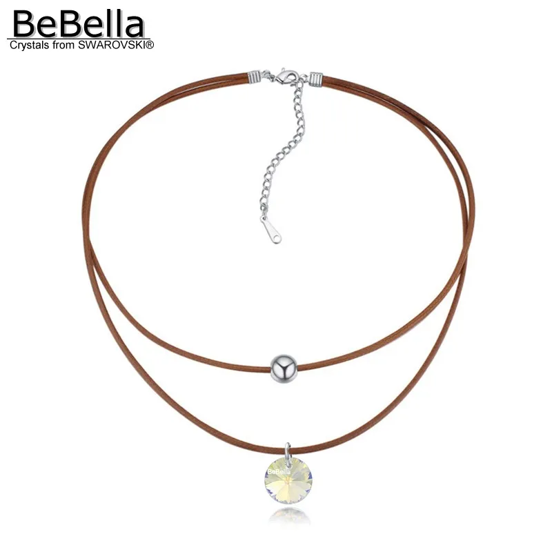 Женское Двухслойное ожерелье BeBella черное с подвесками из кристаллов Swarovski|choker