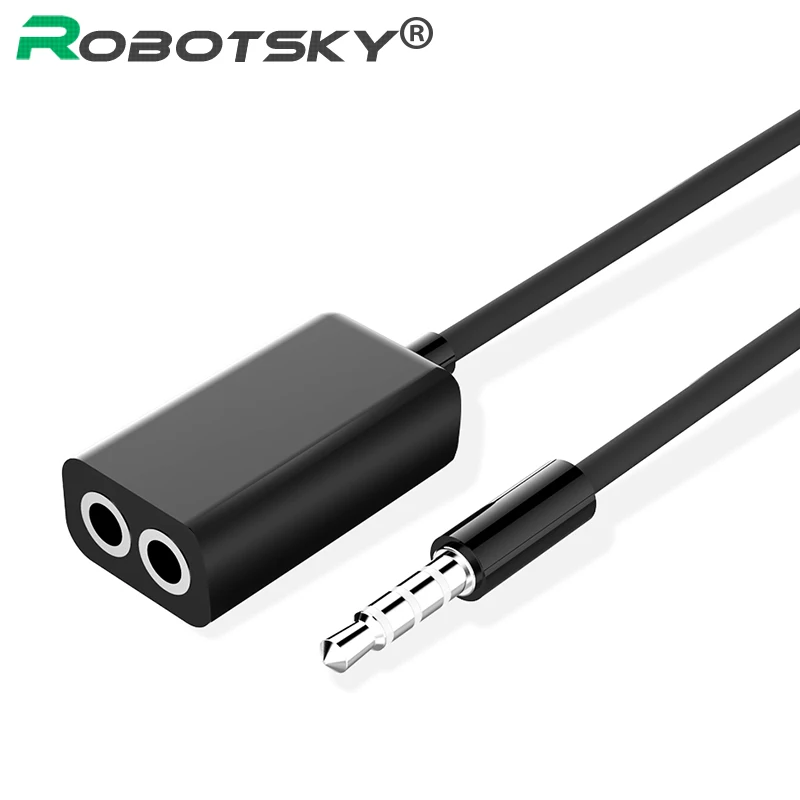 Goede RobotSky Audiokabel 3.5mm Jack Man 2 Vrouw Microfoon Splitter 3.5 Extension Aux Kabel Adapter voor iPhone Laptop