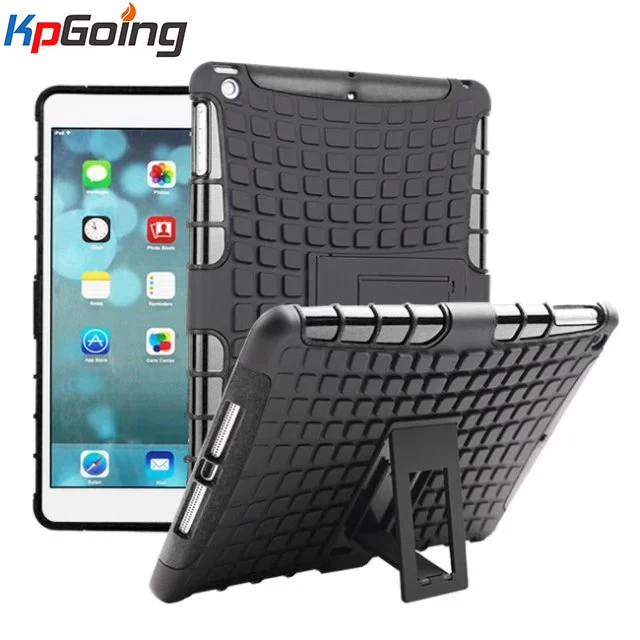 

New Style Patchwork Dual TPU PC Armor Heavy Duty Hard Stand Cover Case for Apple IPad Air Case for IPad 5 Tyre Skin Robot Case