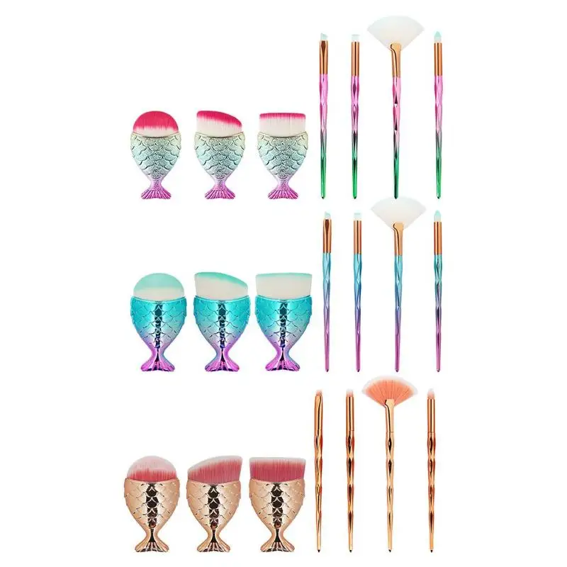 

Portable 7pcs Makeup Brushes Kits Plastic Handle Foundation Face Eyebrow Cosmetic Pens Beauty Tools Set 3colors Christmas gift