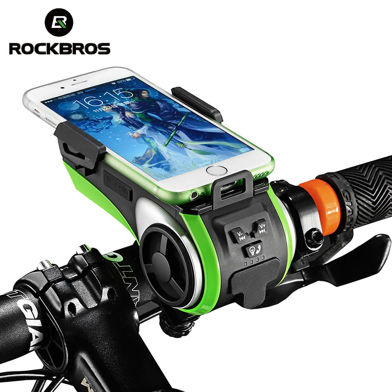 ROCKBROS держатель для телефона для велосипедного компьютера, Bluetooth, аудио, MP3 плеер, динамик, 4400 мА/ч, Дополнительный внешний аккумулятор, велосипедный светильник, водонепроницаемый