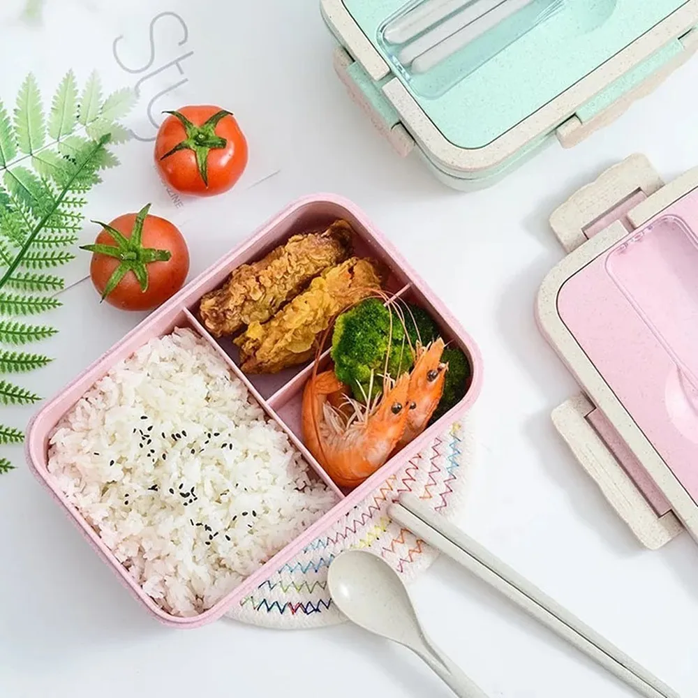 Ланч-бокс из пшеничной соломы Bento box Портативный экологически чистый микроволновая печь контейнер для хранения для Детей школьников