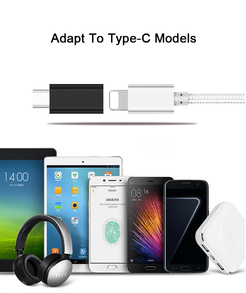 Для Lightning Pin to type C USB-C конвертер из алюминиевого сплава для зарядки type-C коннектор адаптер для huawei Android смартфон