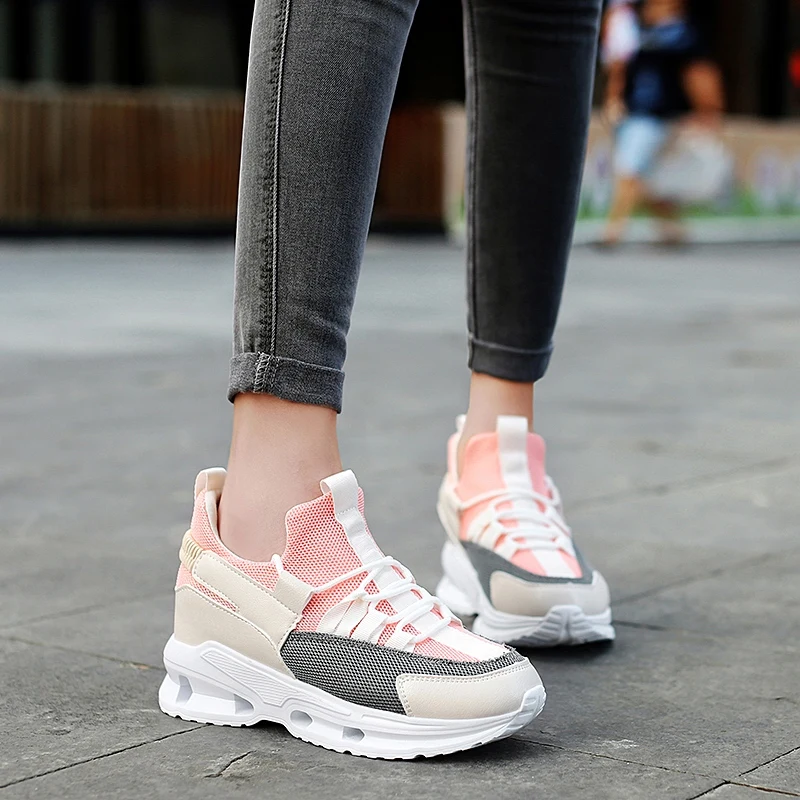 

BZBFSKY new platform shoes sneakers women autumn shoes for women flats lace up breathable sport casual Women's casual shoes