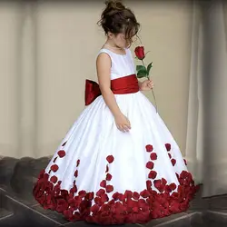 Милое платье с цветочным узором для девочек, кружевное шифоновое платье с блестками без рукавов, элегантное Пышное Платье для свадебной