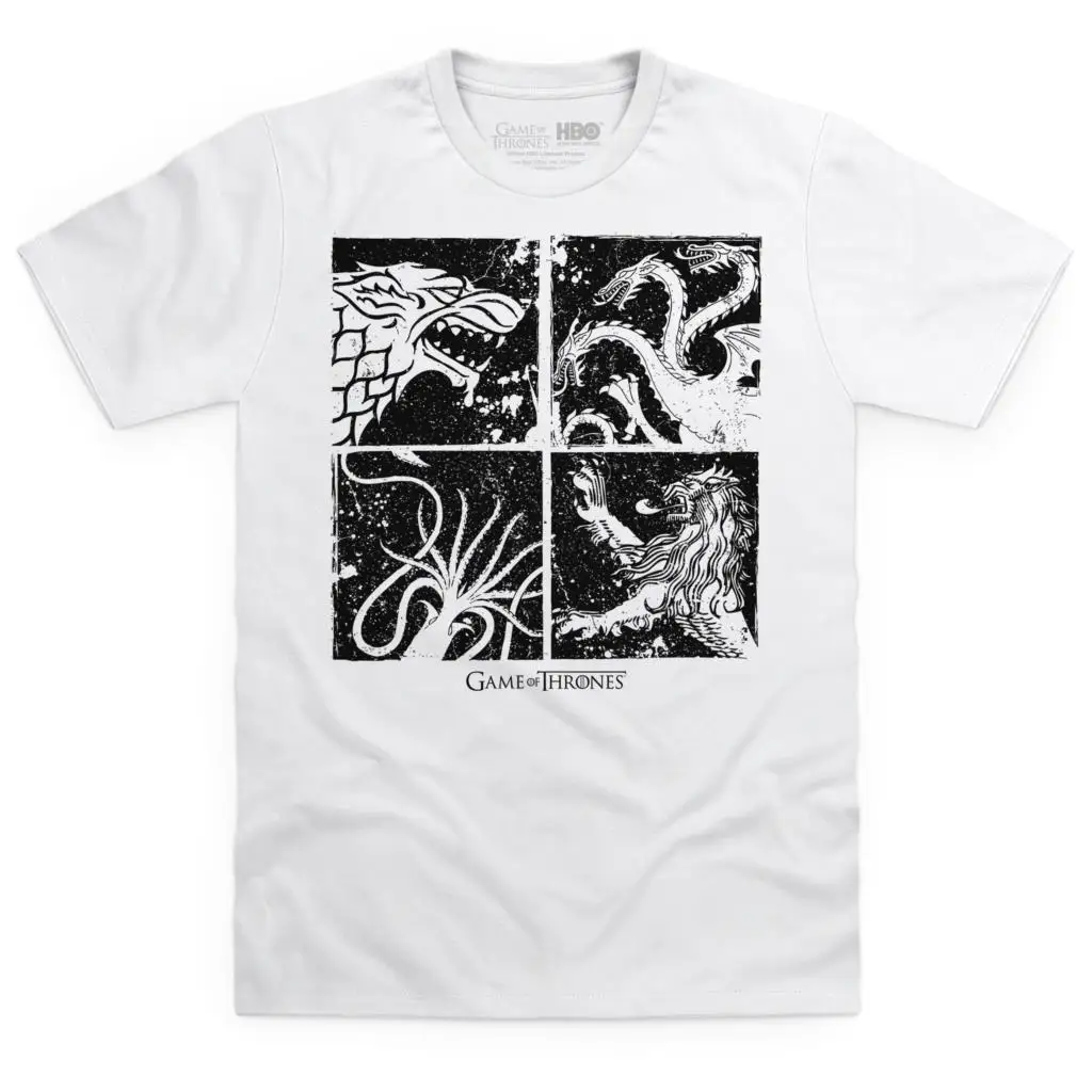 

GILDAN Brand Game Of Thrones Sigils Monochrome T-Shirt 2019 Summer Short Sleeve T-Shirt