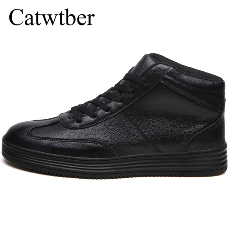 

Catwtber Student Young Teenager Men's Winter Pu Leather Ankle Boots Men Autumn Snow Boots Leisure Fashion Martin Boots Mens Shoe