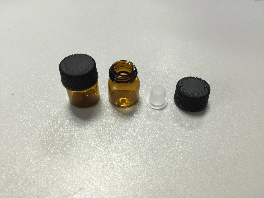 Free Shipping 550PCS /lot 1ml Amber Mini Glass Bottle, 1cc Amber Sample