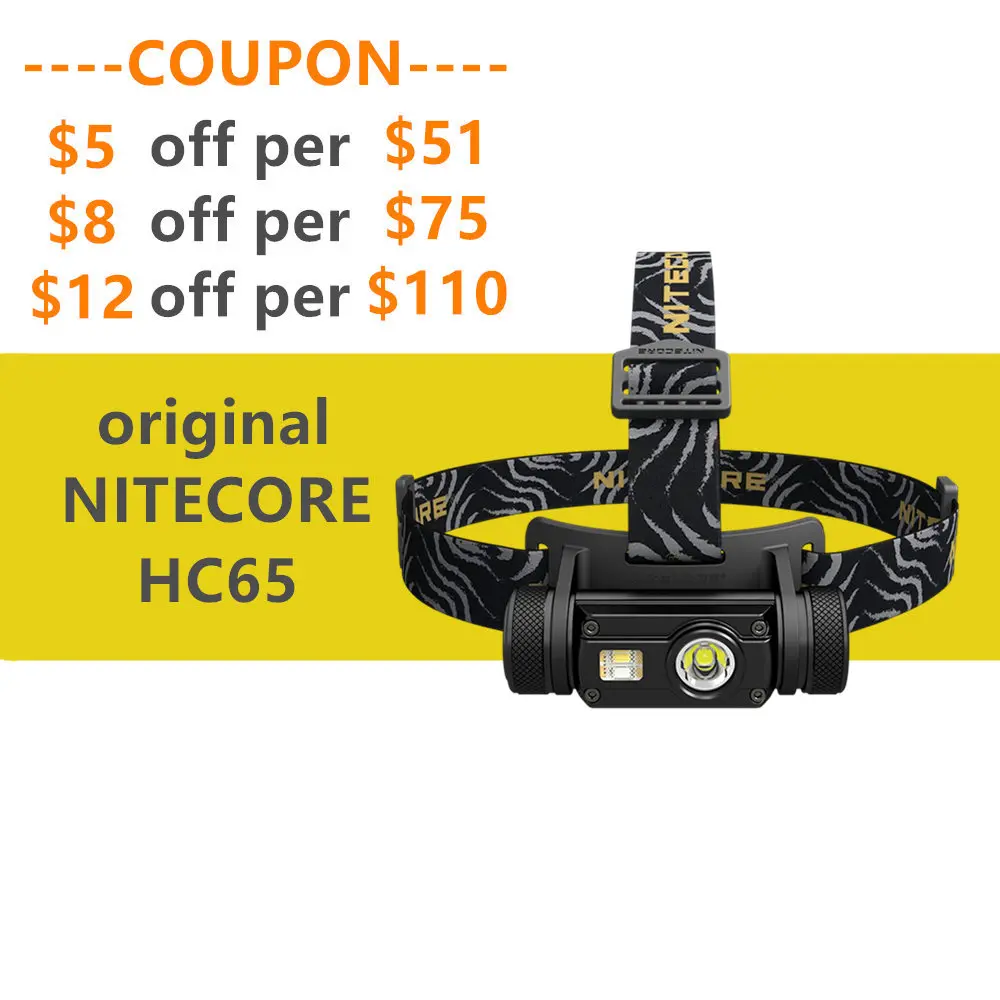 

NITECORE HC65 headlamp with 3400mAh rechargeable battery Triple Outputs Ourdoor Headlight 1000LM beam throw 110M