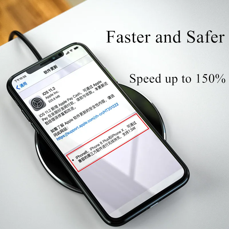 Беспроводное зарядное устройство GUSGU 7,5 Вт, Беспроводная зарядка для iPhone X 8/8 Plus, 10 Вт, быстрая Беспроводная зарядка для samsung Galaxy S9/S9 Plus/S8