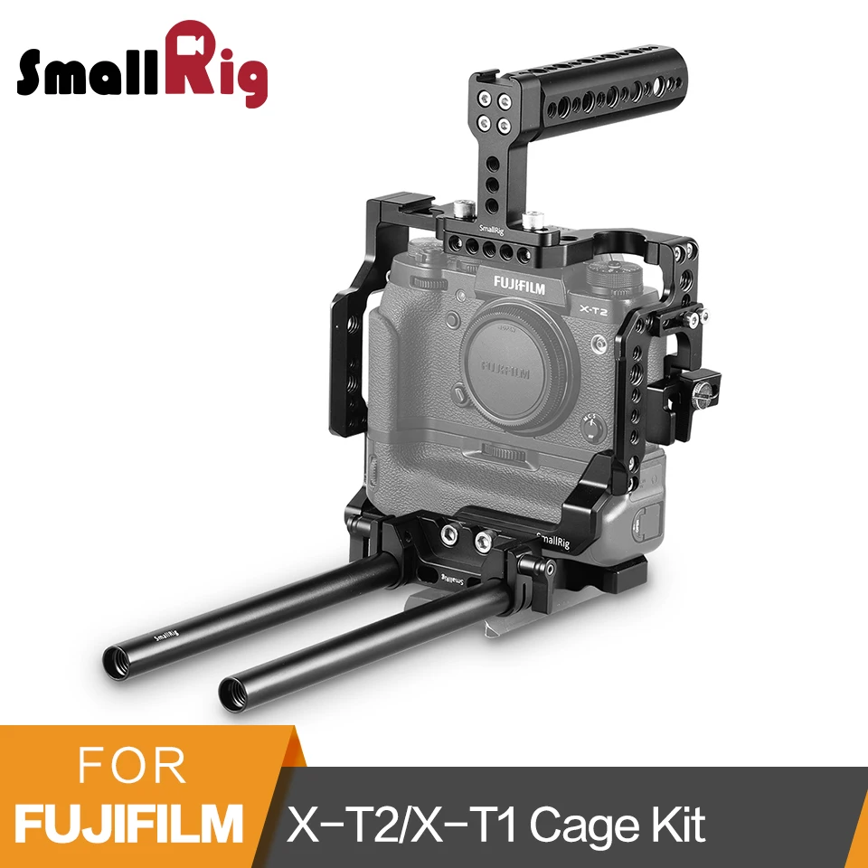 

SmallRig X-T2/X-T1 Camera Cage Kit for Fujifilm X-T2/X-T1 Cage with Battery Grip+Top Handle+HDMI Cable Clamp+15mm Rod Clamp-2193