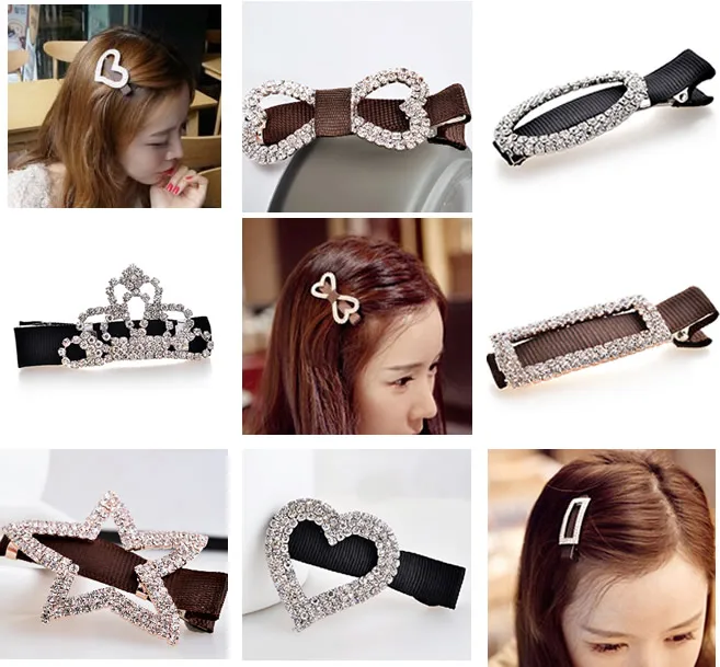 

Women Girl Korean Bowknot Crown Heart Star Flower Hair Clip Snap Barrette Comb Stick Claw Crab Clamp Hairpin Black Brown Blonde