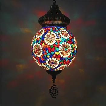 

25cm Ball New style Turkey ethnic customs handmade lamp romantic cafe restaurant bar tree Pendant light bar Mosaic Pendant lamp