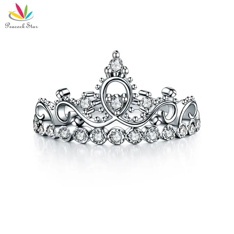 Павлин Звезда Корона кольцо Твердые 925 пробы серебро для леди модный стильный CFR8275
