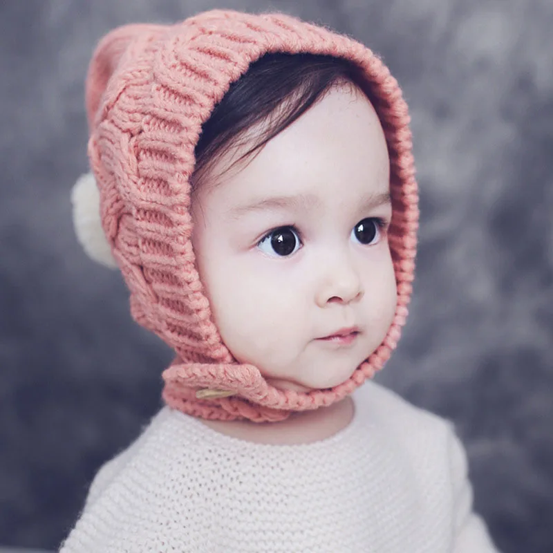Реквизит для фотосессии новорожденных, милая вязаная шапочка для малыша с помпоном, шапка для маленьких мальчиков и девочек, шапка бини зимняя теплая детская шапка с кроликом