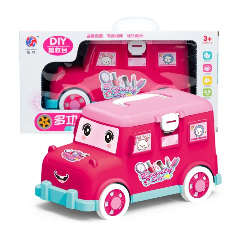 

1Set Simulation Bus Cart Cosmetic Makeup Toys for Children Kids Girls Beauty Toy Tools Early Education Gifts