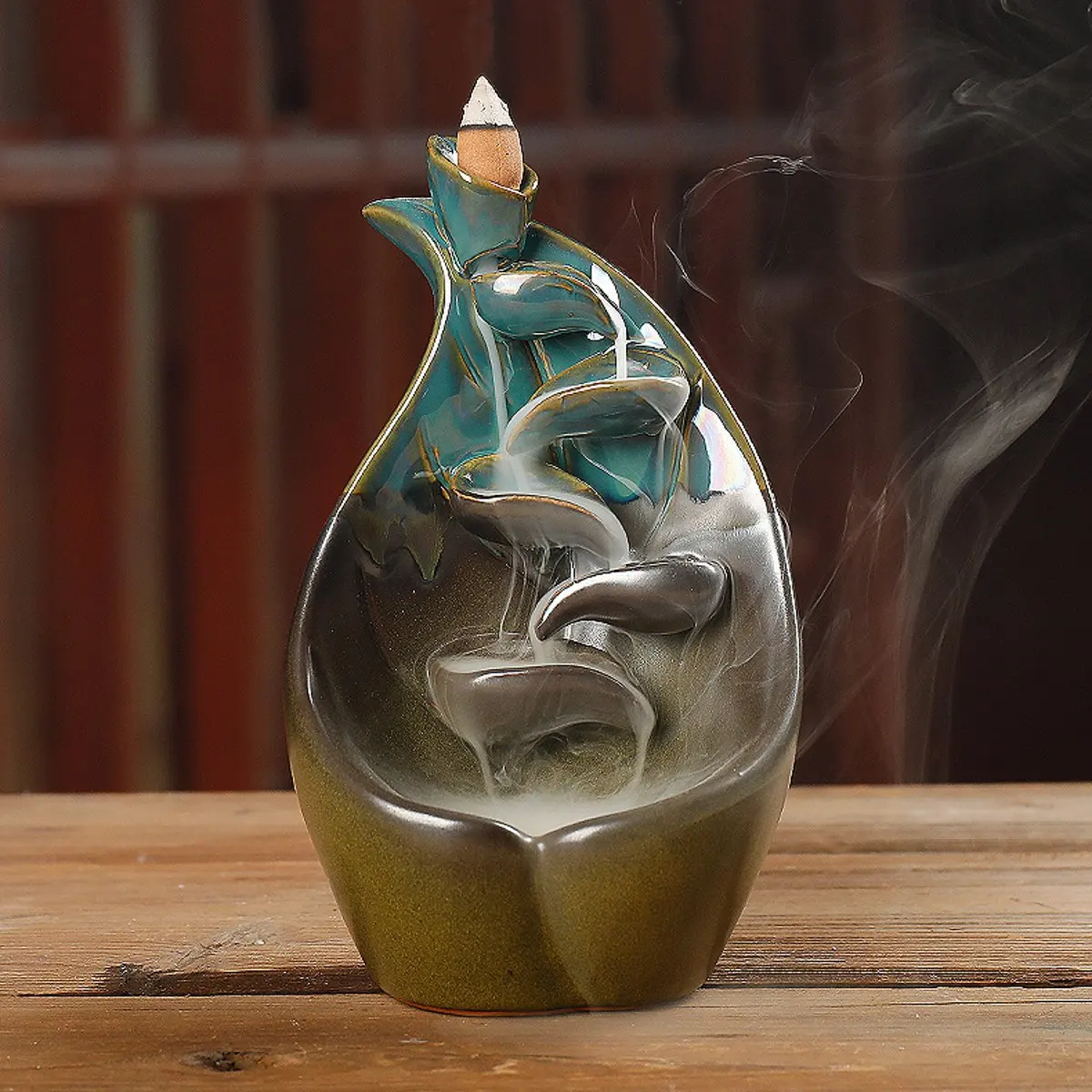 

Retro Backflow Incense Burner Ceramic Censer Holder Office Teahouse Desktop Crafts Ornaments Gifts 11x19.5cm Home Decoration