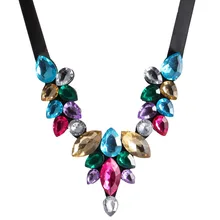 5 стилей, стразы, ожерелье-чокер, лента, цепь, ожерелье, массивное, роскошное, озеро, голубой камень, ожерелье с кулоном, женское колье