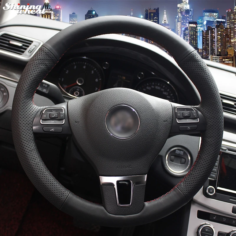 BANNIS Black Leather Steering Wheel Cover for Volkswagen VW Gol Tiguan Passat B7 CC Touran Magotan Sagitar | Автомобили и