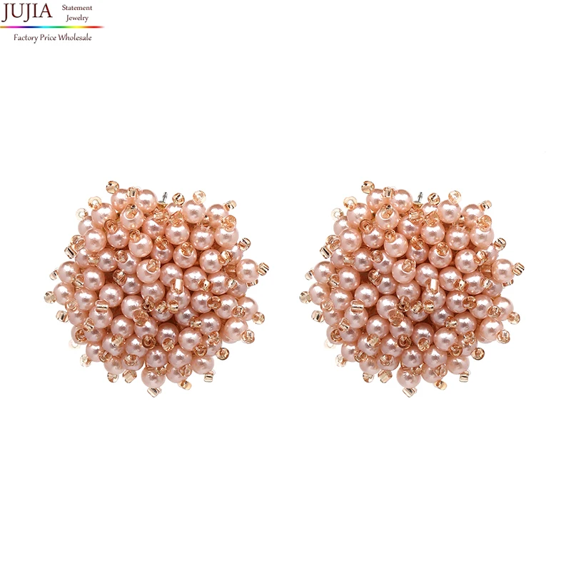 JUJIA, 7 цветов, хорошее качество, серьги с бусинами, новинка, массивные модные серьги-гвоздики для женщин