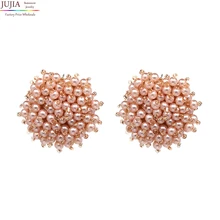 JUJIA, 7 цветов, хорошее качество, серьги с бусинами, новинка, массивные модные серьги-гвоздики для женщин