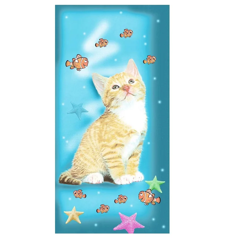 

Dog Cat Animal Printed Beach Towel Microfiber Bath Towels 70*150cm Large Sports Yoga Towels Bathroom Picnic Blanket Kids Mat