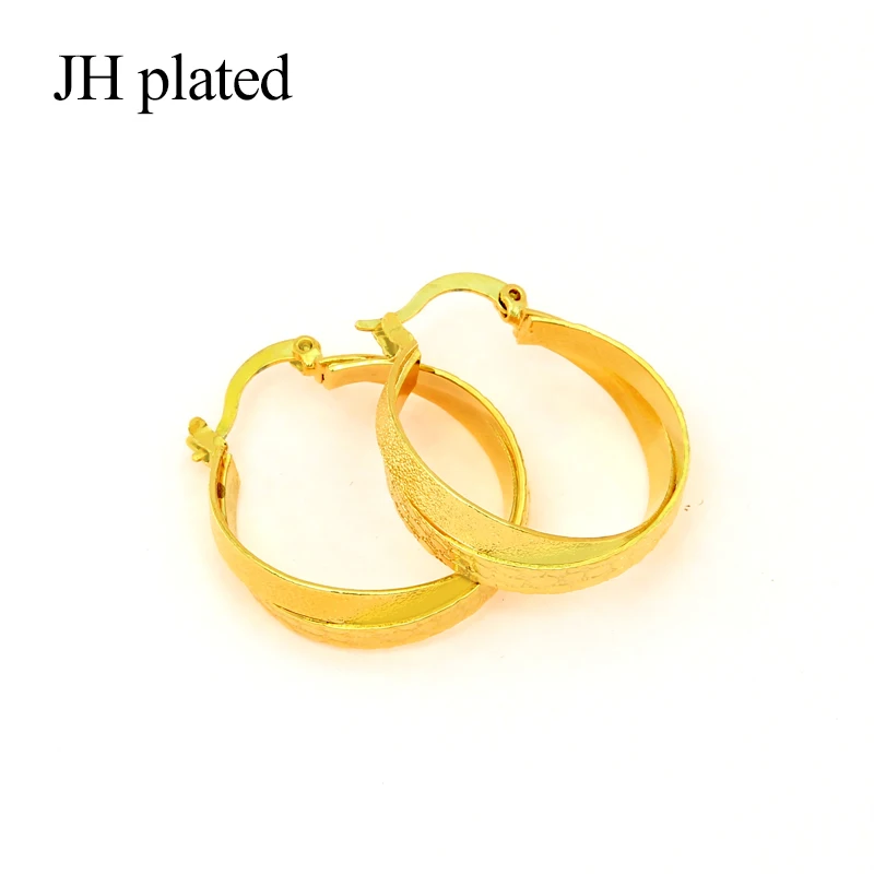 

JHplated Arab Fashion Cross type on both sides Earrings for Women's/Girls Gold Color Jewelry Middle East Africa best Gifts