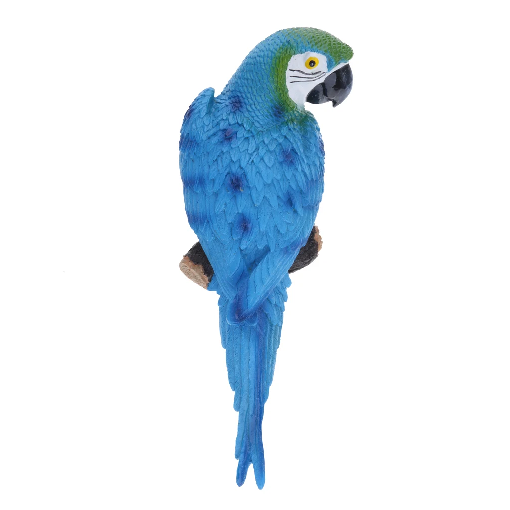 1 Pair Lifelike Bird Ornament Figurine Parrot Toys Sculpture 31cm Red & Blue
