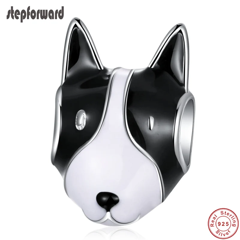 

New Arrival Good Quality Popular Enamel 100% 925 Real Silver Huskie Dog Charm Fit Bracelet and Necklace