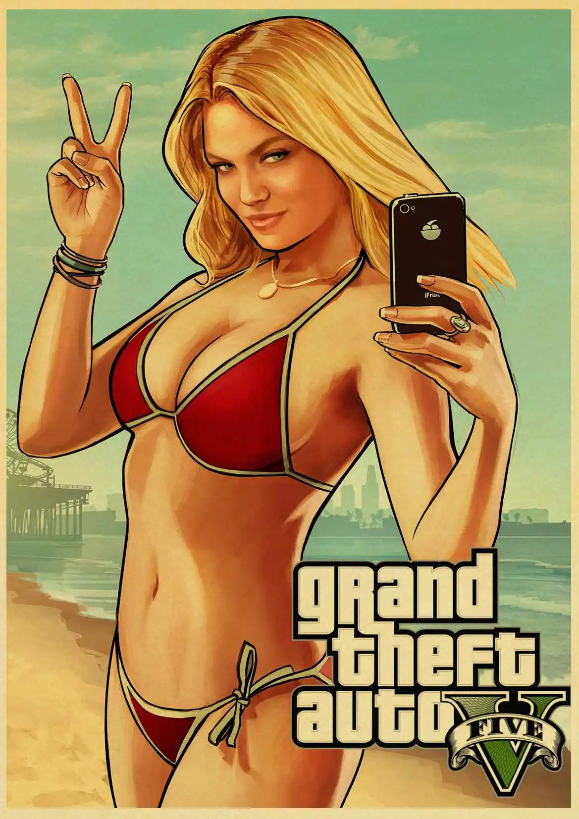 Grand Theft Auto V Game Art Retro Poster Printed GTA 5 Wall Pictures For Living Room Vintage Decorative Wall Painting/Picture