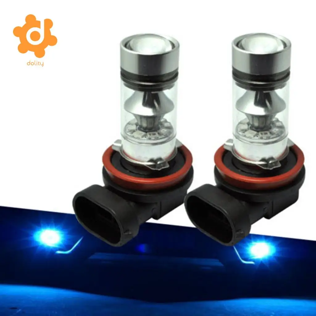 Baoblaze 2 Pieces H11 H8 100W Car Fog Driving Light Projector LED Bulbs Blue 10000K 
