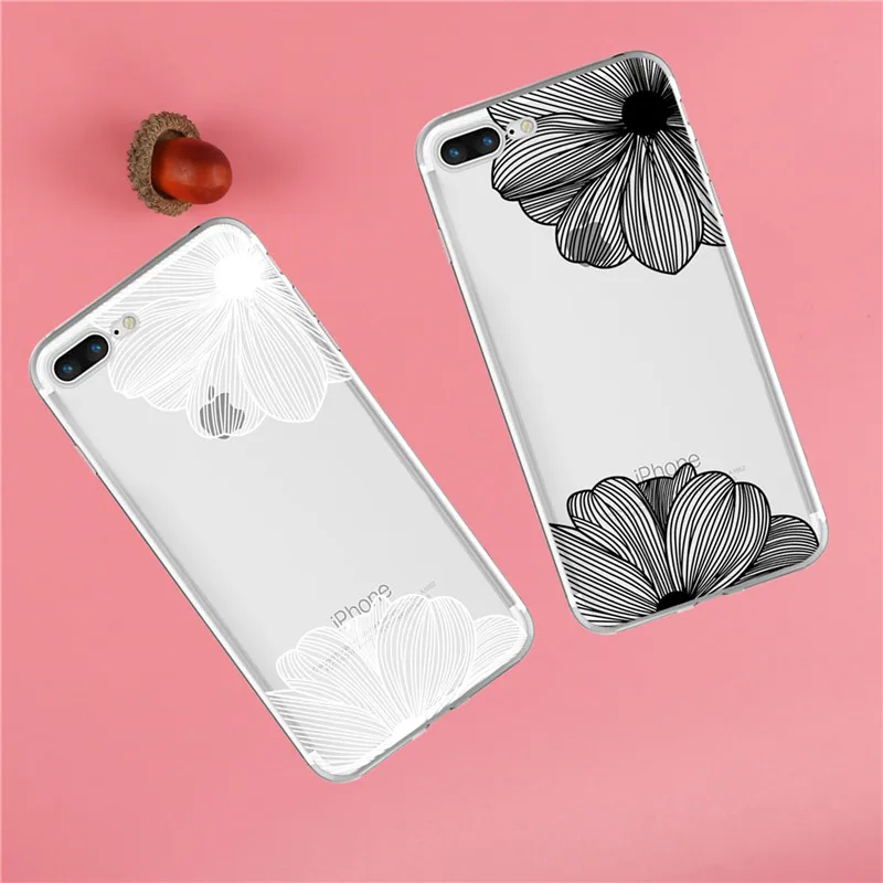 

Black and white daffodils For iPhone 4 4S 5 5S SE 5C 6 6S 7 Plus X 8 Phone case coque Back cover