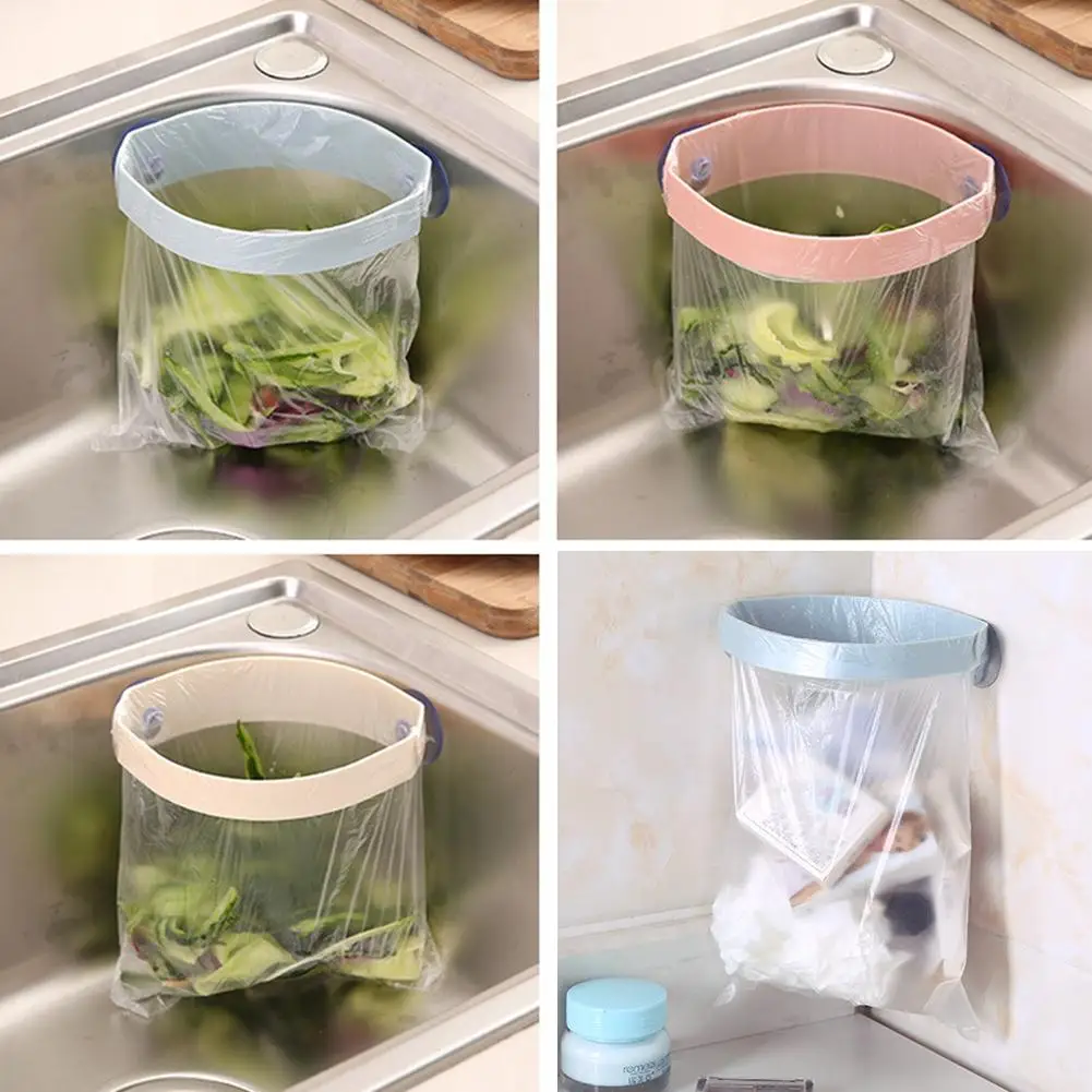 

Creative Sucker Folding Garbage Storage Rack Kitchen Rubbish Bag Hanger Clip New