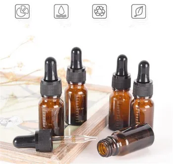 

50pcs 10ml with degree mark Amber Glass Dropper Bottle Refillable Tea Tree Oil Essential Aromatherapy Perfume Container Li