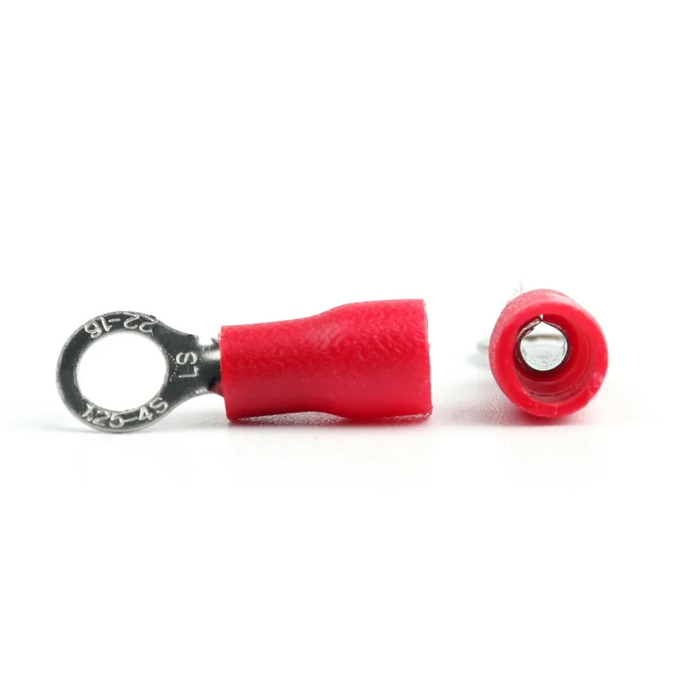 

100Pcs Red RV1.25-4S Circular Pre-Insulating Wire Crimp Terminals 22~16AWG