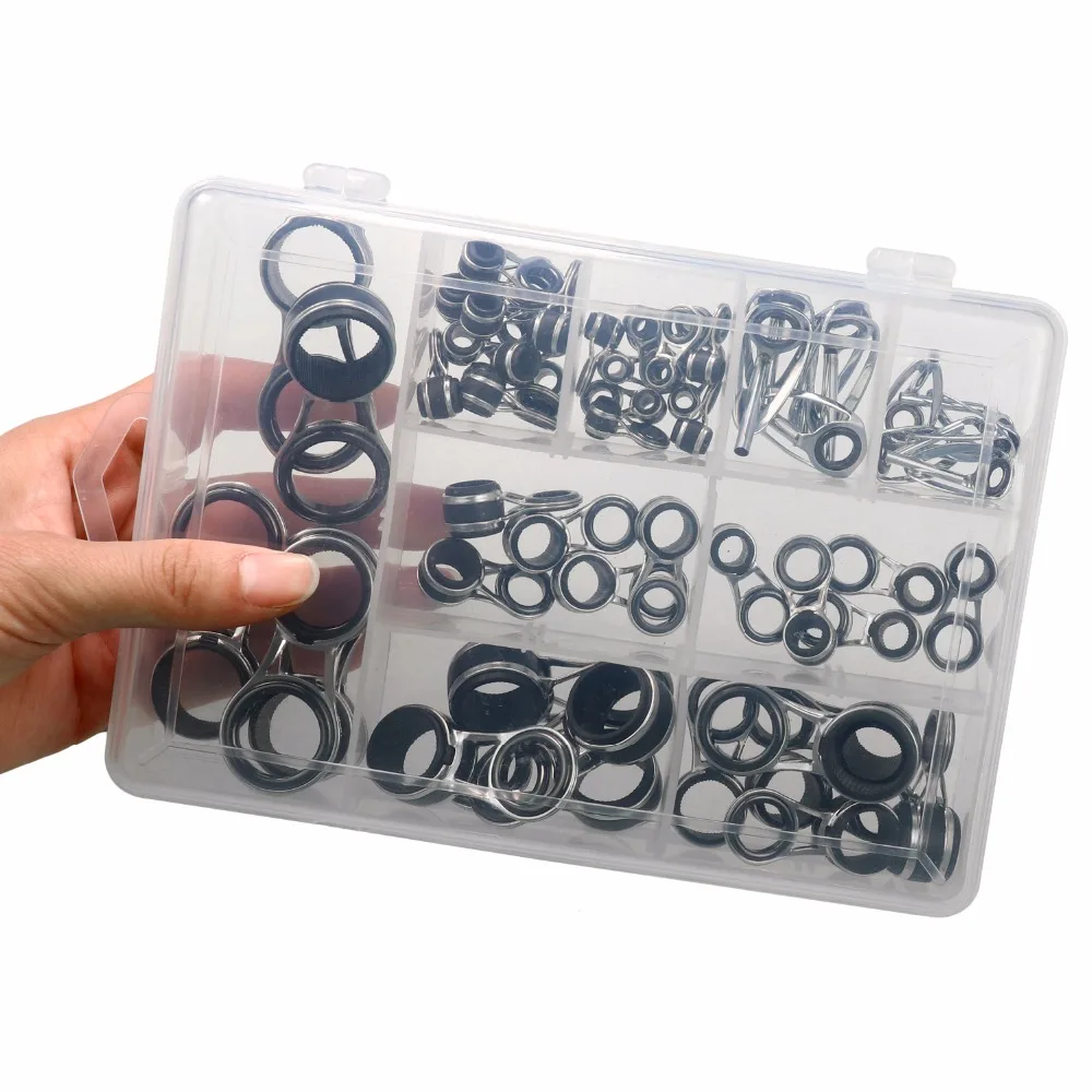 55Pcs/Box Fishing Rod Guides Top Tips Rod Repair Set Flared Frame