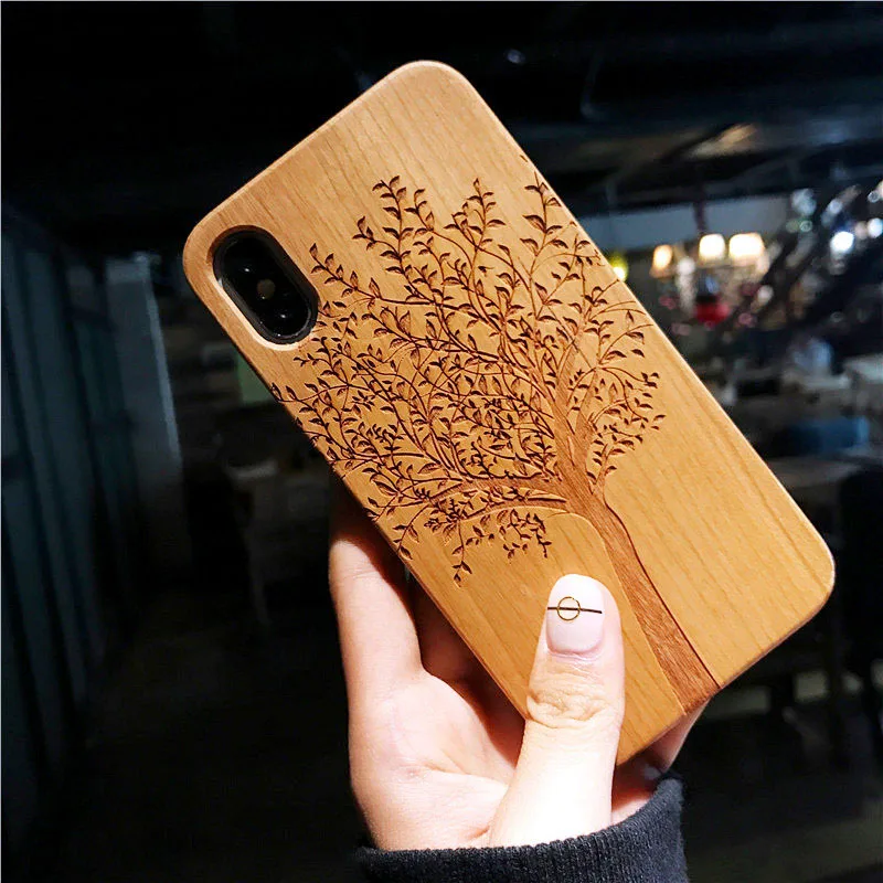Лазерная гравировка настоящая древесина сотовый Чехол для телефона для iPhone XS MAX XR 7 8PLUS X деревянный уникальный шок заказной бамбуковый чехол для телефона
