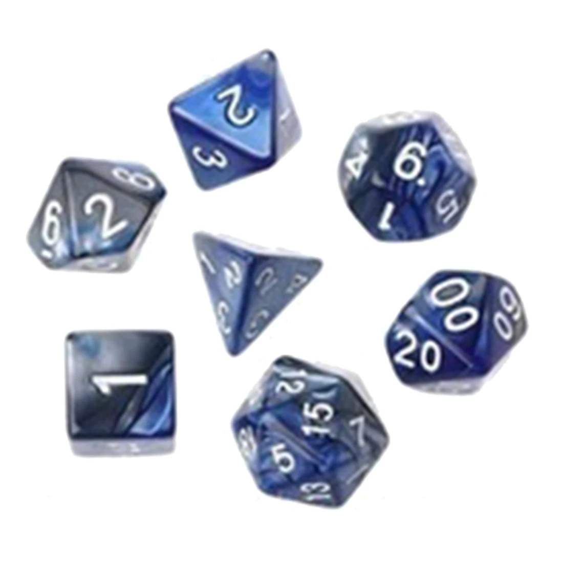 

7Pcs Dual Colors Multi-faceted Acrylic Dice Board Game - Blue Silver