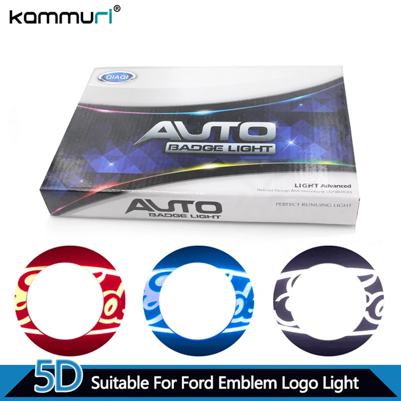 

KAMMURI 14.5x5.6cm 5D LED Car Badge Logo Light for Ford Focus F-150 Escort Edge C-max Taurus Flex Territory Formula Emblem Light