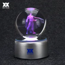 Супермен 3D хрустальный шар лампы настольные украшения Стекло мяч ночь с подсветкой Красочные Повернуть База смешной подарок Хуэй Юань Марка