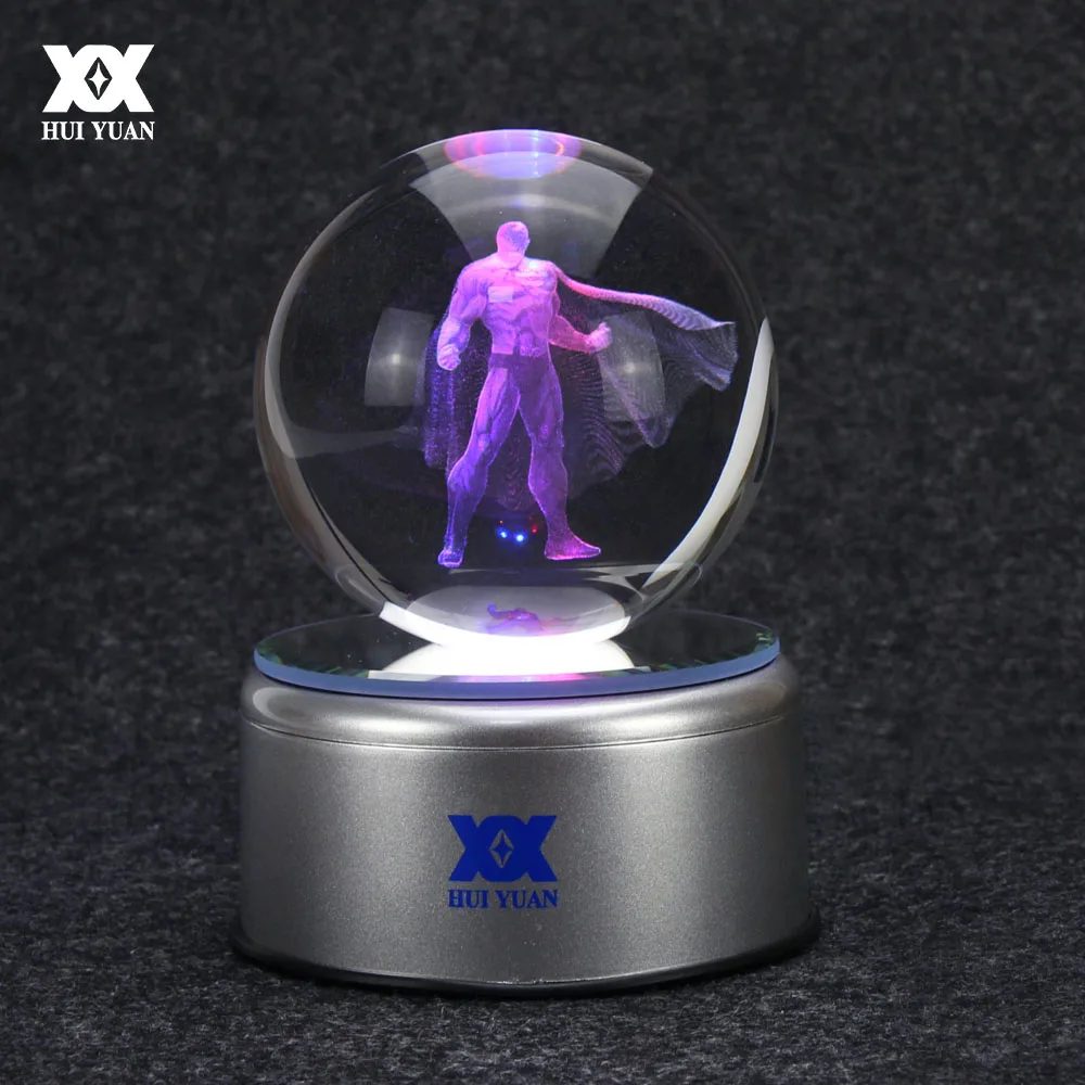 

Superman 3D Crystal Ball Lamp Desktop Decoration Glass Ball Night Light LED Colorful Rotate Base Funny Gift HUI YUAN Brand