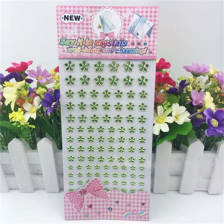 8 DIY Jewelry Rhinestone Decor Decal Car Styling Accessories Mobile Sticker Acrylic Flower Flat Nail Sticker Jewelry Findings