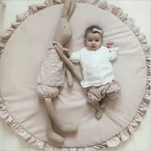 INS детская с наполнителем игровые коврики хлопковый ползающий коврик для малышей одеяло для девочек круглый пол ковер для детской интерьера комнаты украшения