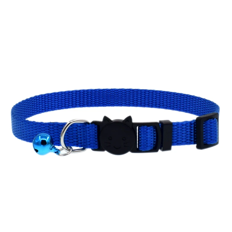 Adjustable Nylon Cat Collar With Bell Safety Buckle Kitten Small Dogs