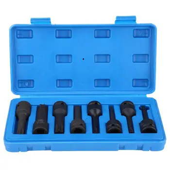 

Oversea 8Pcs 1/2" Inch Drive Torx Star Socket Bit Set T30-T80 car tools
