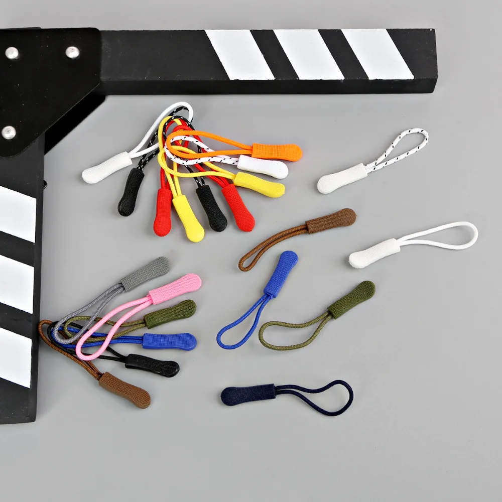 Mix Color Cord Zipper Pull Strap Lariat 10pcs/pack 10mm Width x 65mm Length Black For Apparel Accessories
