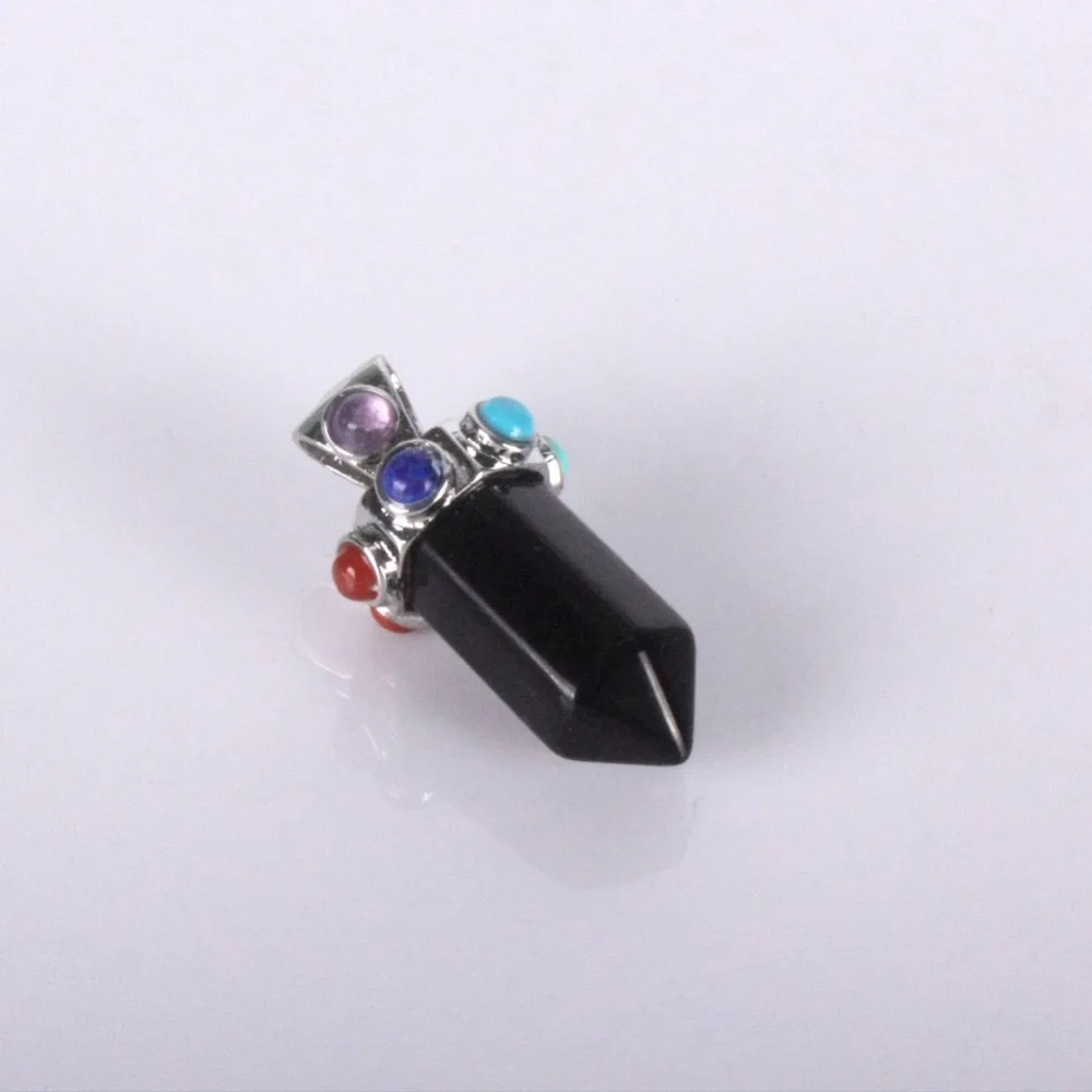 

7 Chakra Stones Reiki Healing Point Pendulum Health Amulet Healing 7 Chakra Semi Precious Stone Charms Pendant Fit Necklace