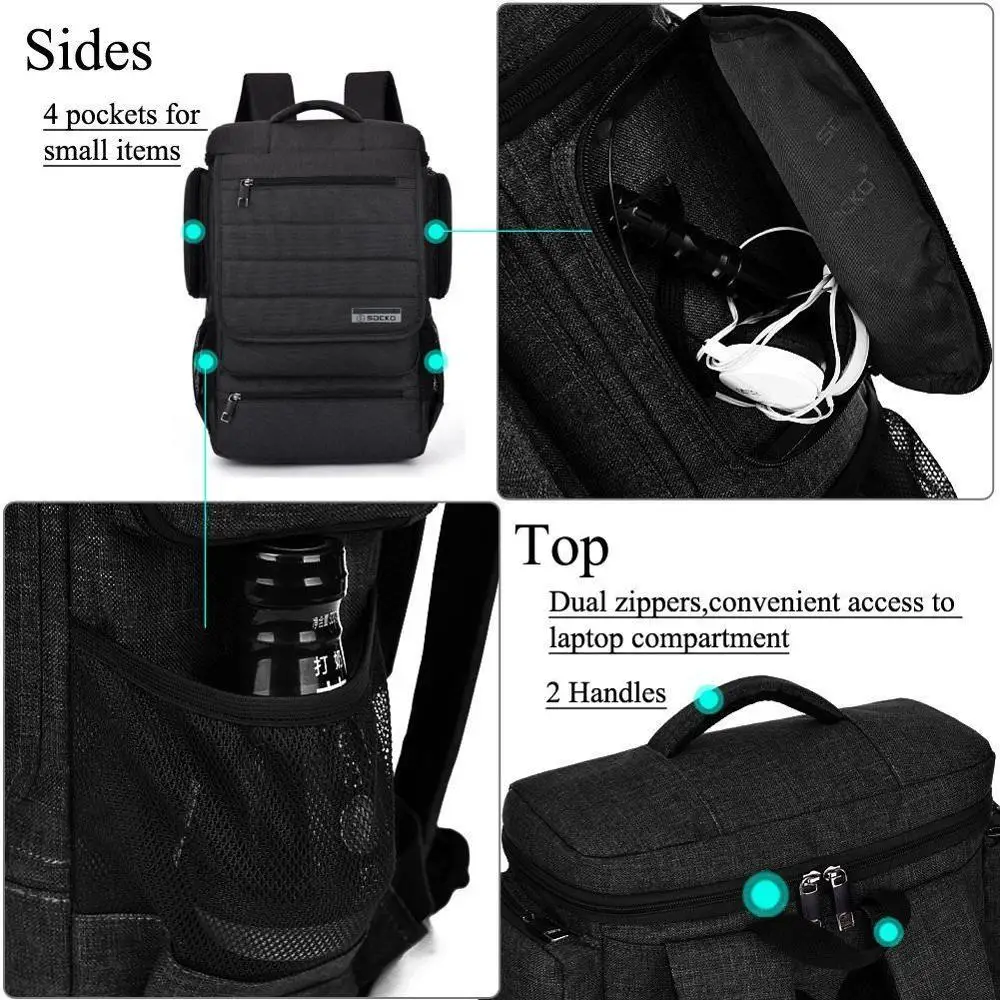 Gran mochila para portátil 18 18,4 pulgadas Bolsa de la escuela para Macbook Pro hombre las mujeres de gran capacidad de viaje bolsa para lenovo sony - 2