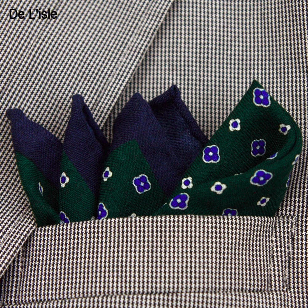  High Quality 100% Wool Fashion Pocket Handkerchief Luxury Paisley Pattern Pocket Square Hanky With 